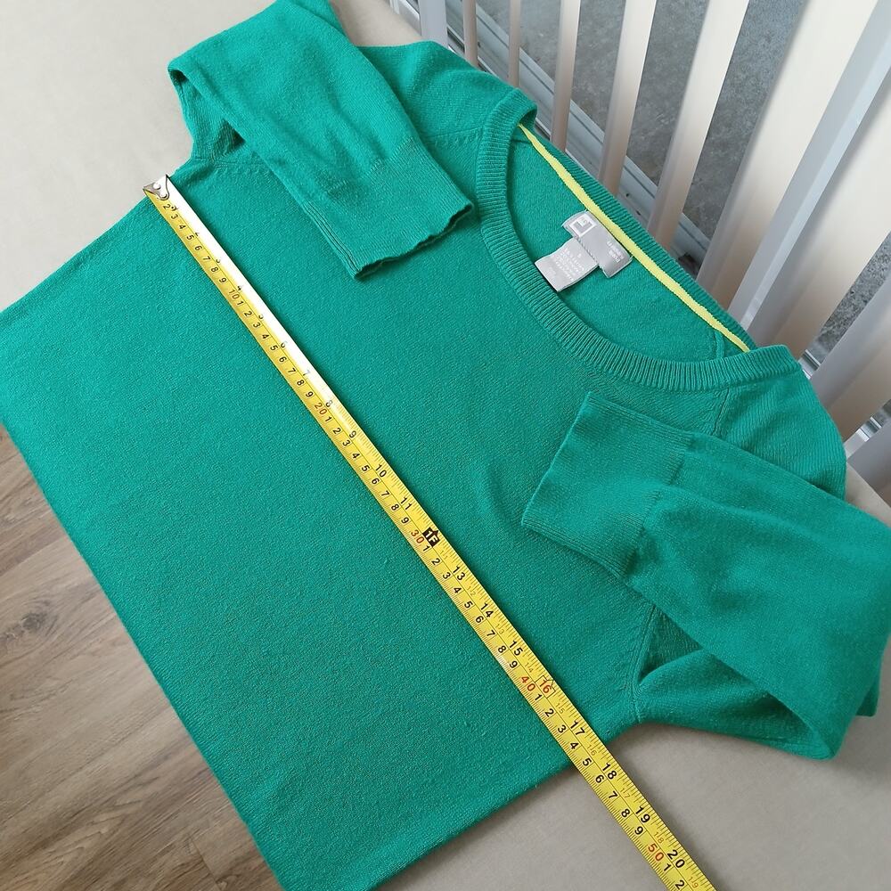 JCPenney Cashmere Blend Green Pullover Sweater S crew raglan 3/4 length sleeves - Picture 11 of 14